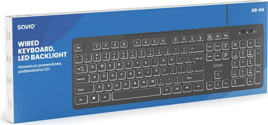 Tastierë SAVIO KB-04, QWERTY UK International, me kabllo, e zezë
