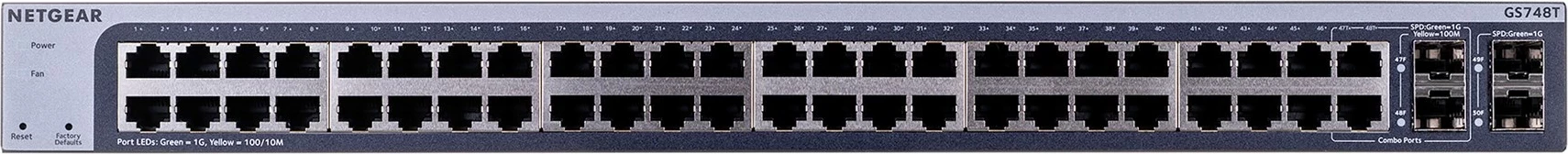 Switch i menaxhuar NETGEAR GS748Tv6, 48 porta Gigabit Ethernet, 2 SFP, Gri