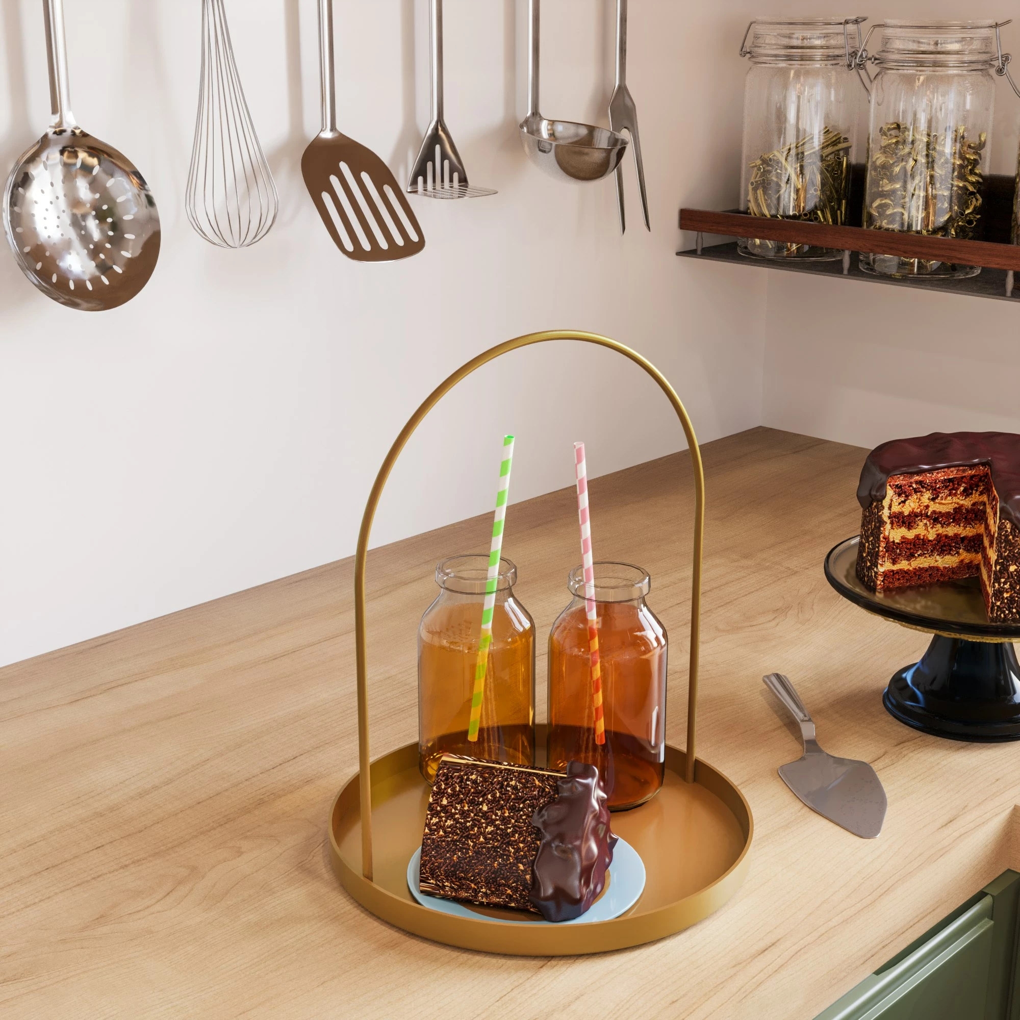 Aksesor dekorativ metalik, dizajn Aberto, ngjyrë ari, Kos-B