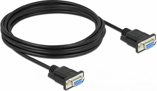 Kabllo seriale DeLOCK RS-232 D-Sub9, femër/femër, null modem, 4 m, e zezë