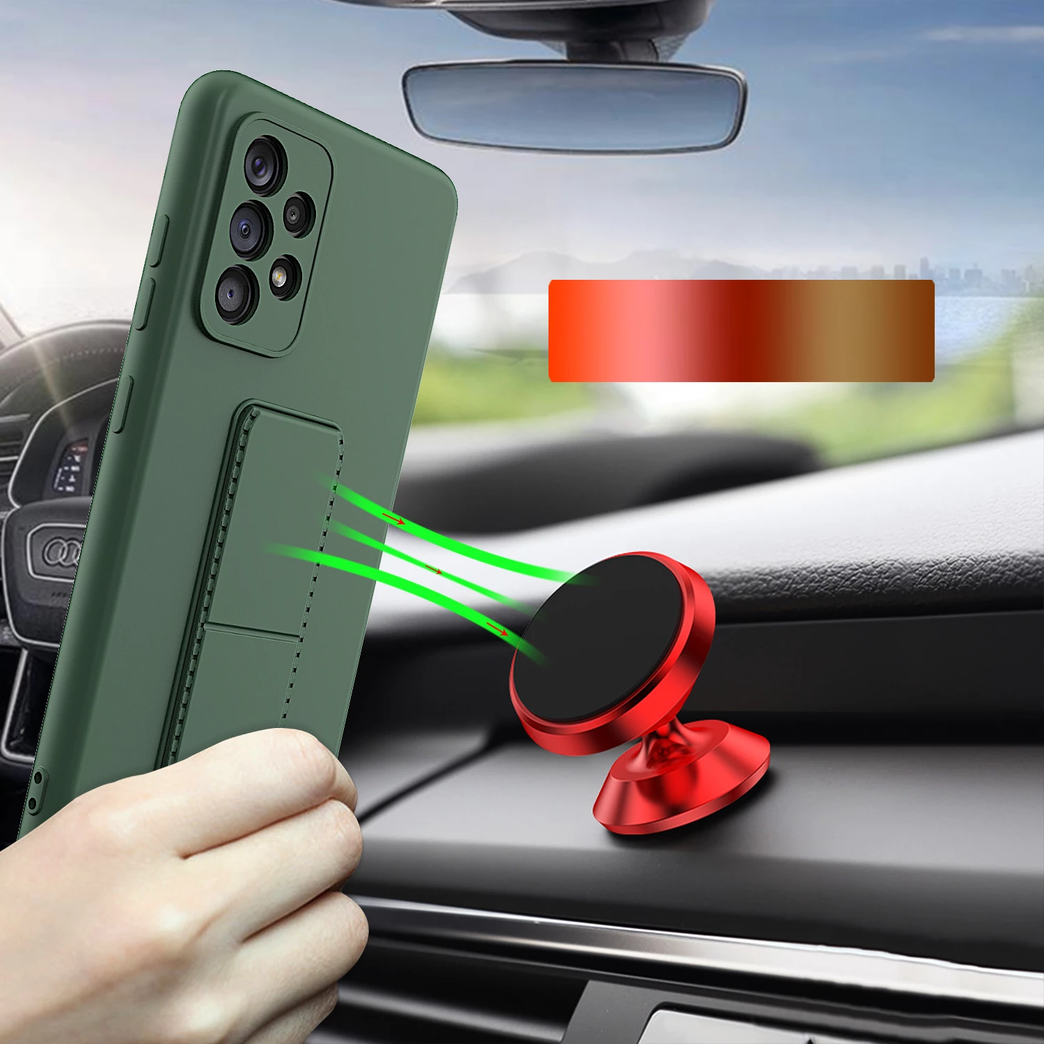 Mbështjellës Wozinsky Kickstand Case për Samsung Galaxy A73, silikon, i zi