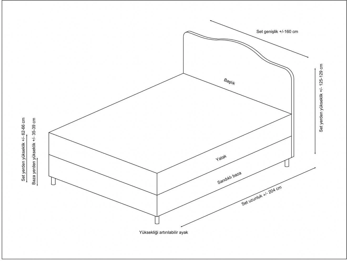 Set dysheku, baza dhe shtrati me koka, ngjyrë antracit, Skye Decor, 160x200 v3