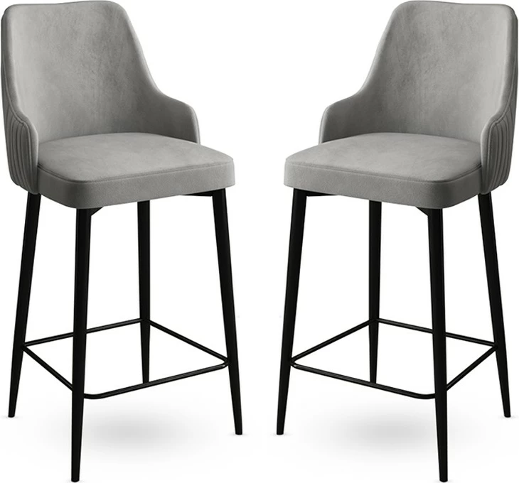 Set karrigesh për bar (2 copë), Hanah Home, Enox, gri e zezë