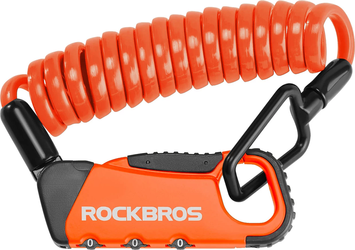 Dry me kod për biçikletë Rockbros RBK6N, kabllo spirale 120 cm, 3-shifror, portokalli