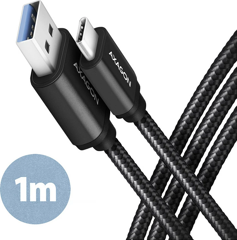 Kabllo USB-C në USB-A Axagon BUCM3-AM10AB, USB 3.2 Gen 1, 1m, e zezë
