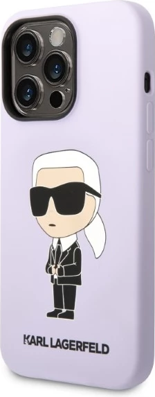 Mbështjellës Karl Lagerfeld KLHCP14XSNIKBCU Silicone Ikonik Karl për iPhone 14 Pro Max 6.7", hardcase silikon, vjollcë