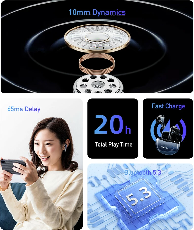 Kufje Me Bluetooth AWEI T62ENC (Kalter)