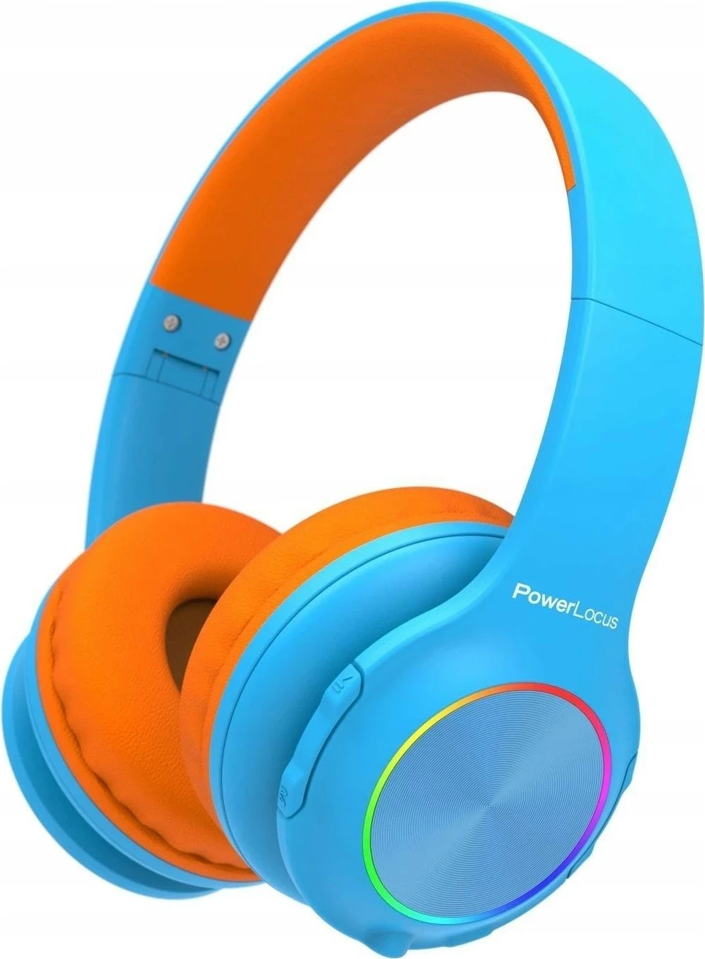 Kufje PowerLocus PLED Kids, Bluetooth, LED, on-ear, kaltër/portokalli