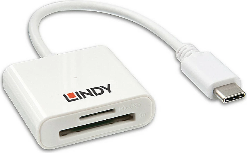 Lexues kartelash LINDY USB-C SD/microSD, USB 3.2 Gen 1, 5Gbps, i bardhë