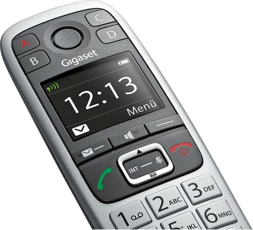 Telefon Gigaset E560HX, Analog/DECT, Mbajtës pa tela, Gri, Argjend