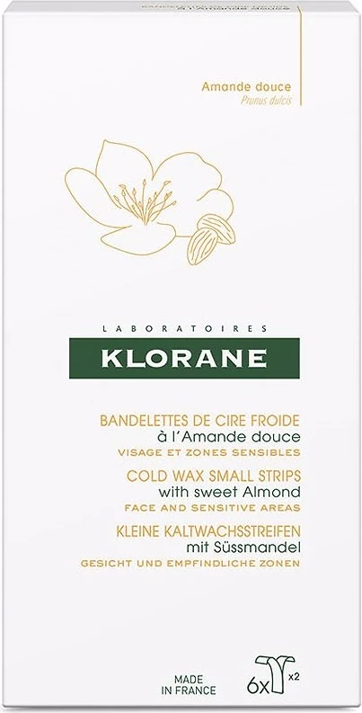 Stripa të ftohtë për depilim Klorane për fytyrë dhe zona të ndjeshme për femra, 6 copë