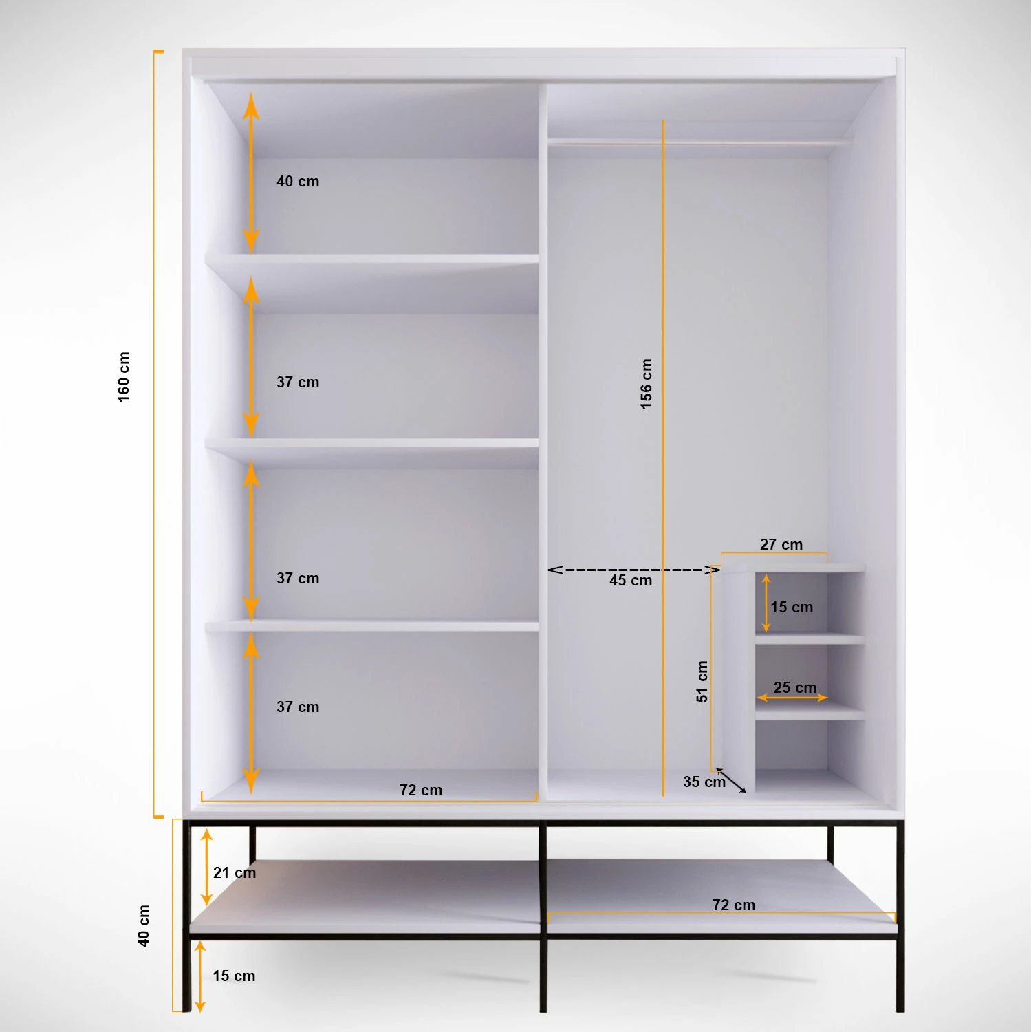 Dollap Hanah Home Martin 150, i bardhë, i zi, i artë