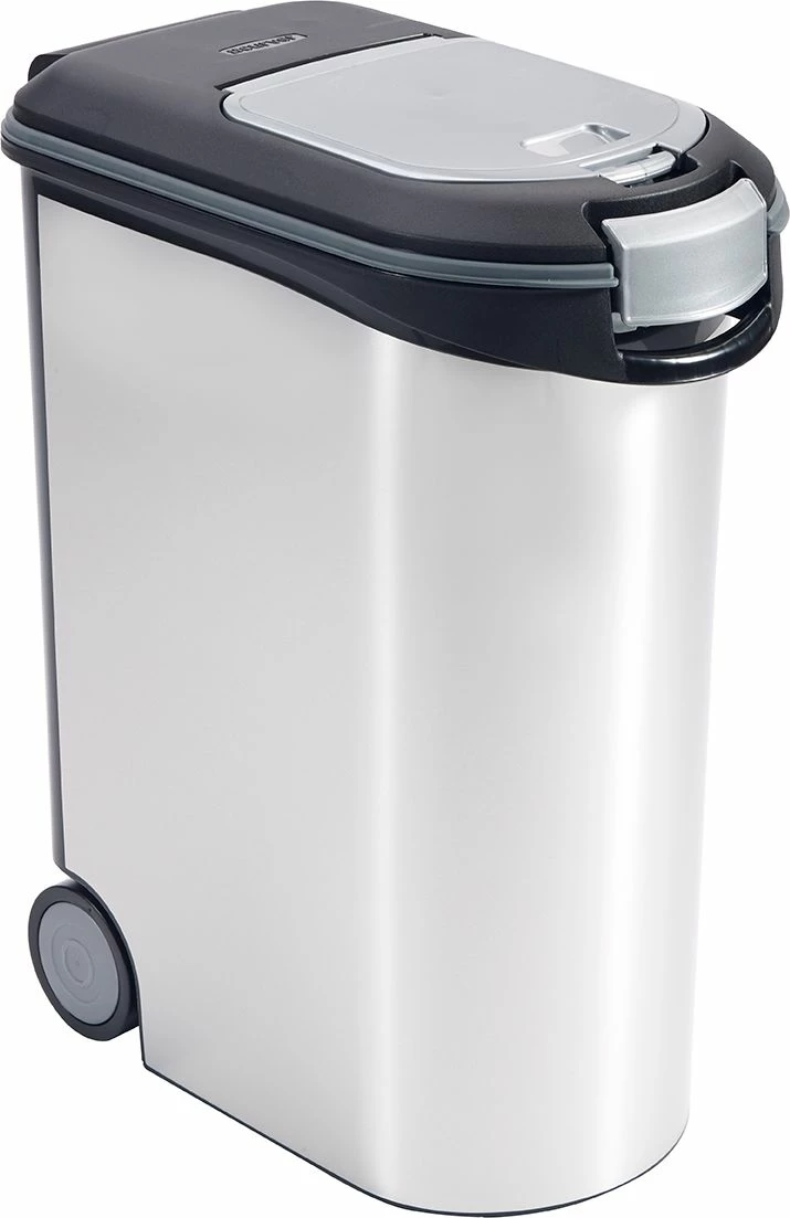 Kontejner ushqimi Curver 20 kg / 54 L me rrota, bardhë/zezë