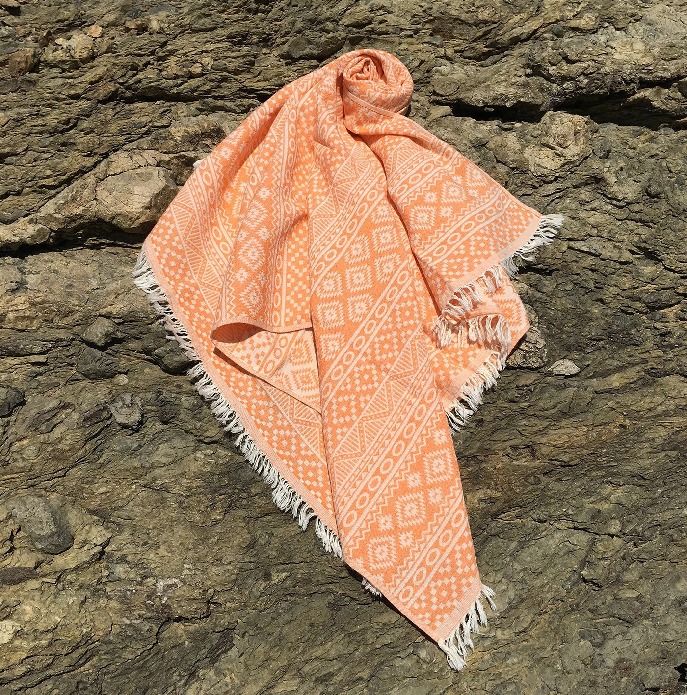 Peshqir plazhi Fouta, model qilimi, portokalli, Mijolnir, 90x170cm