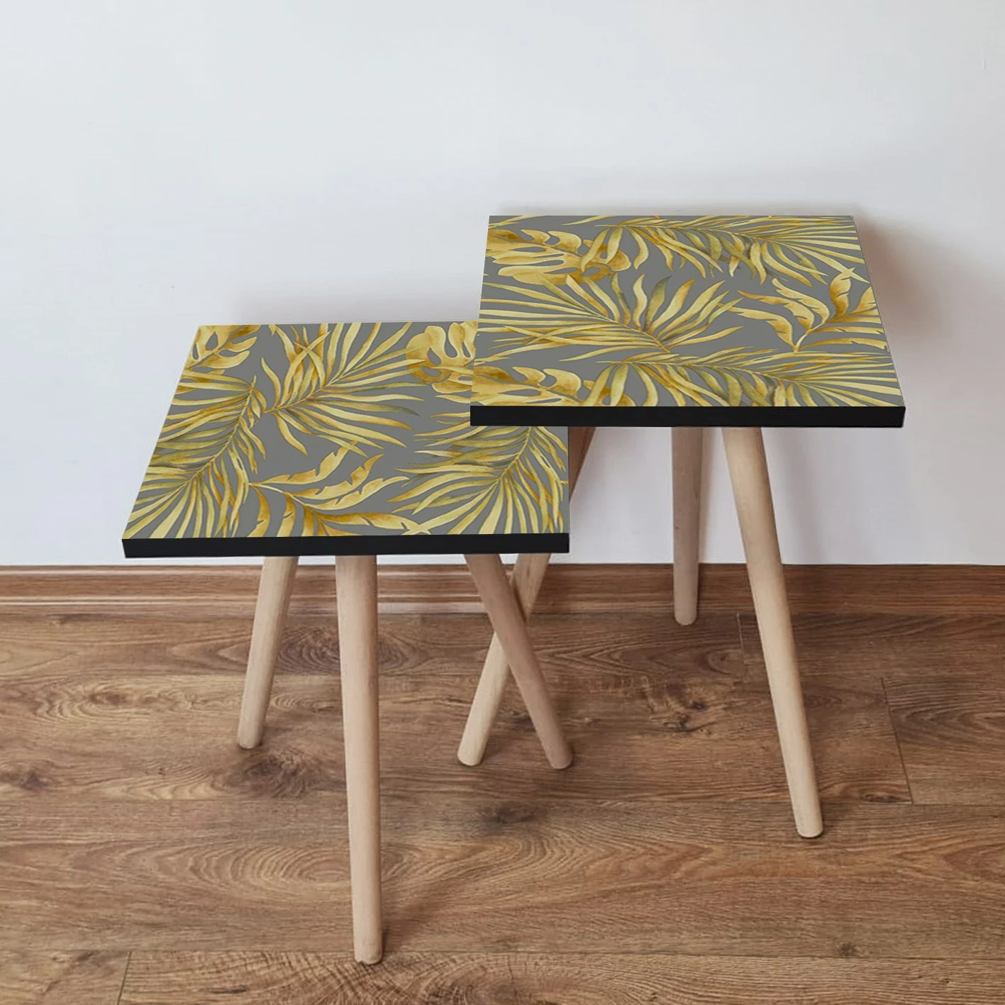 Set tavolinash ndihmëse, dy pjesë, ngjyrë e verdhë dhe gri, Skye Decor, 2Shp237