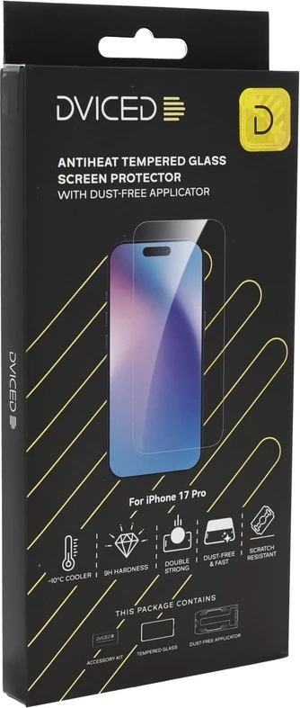 Dviced AntiHeat Tempered glass screen protector for iPhone 17 Pro