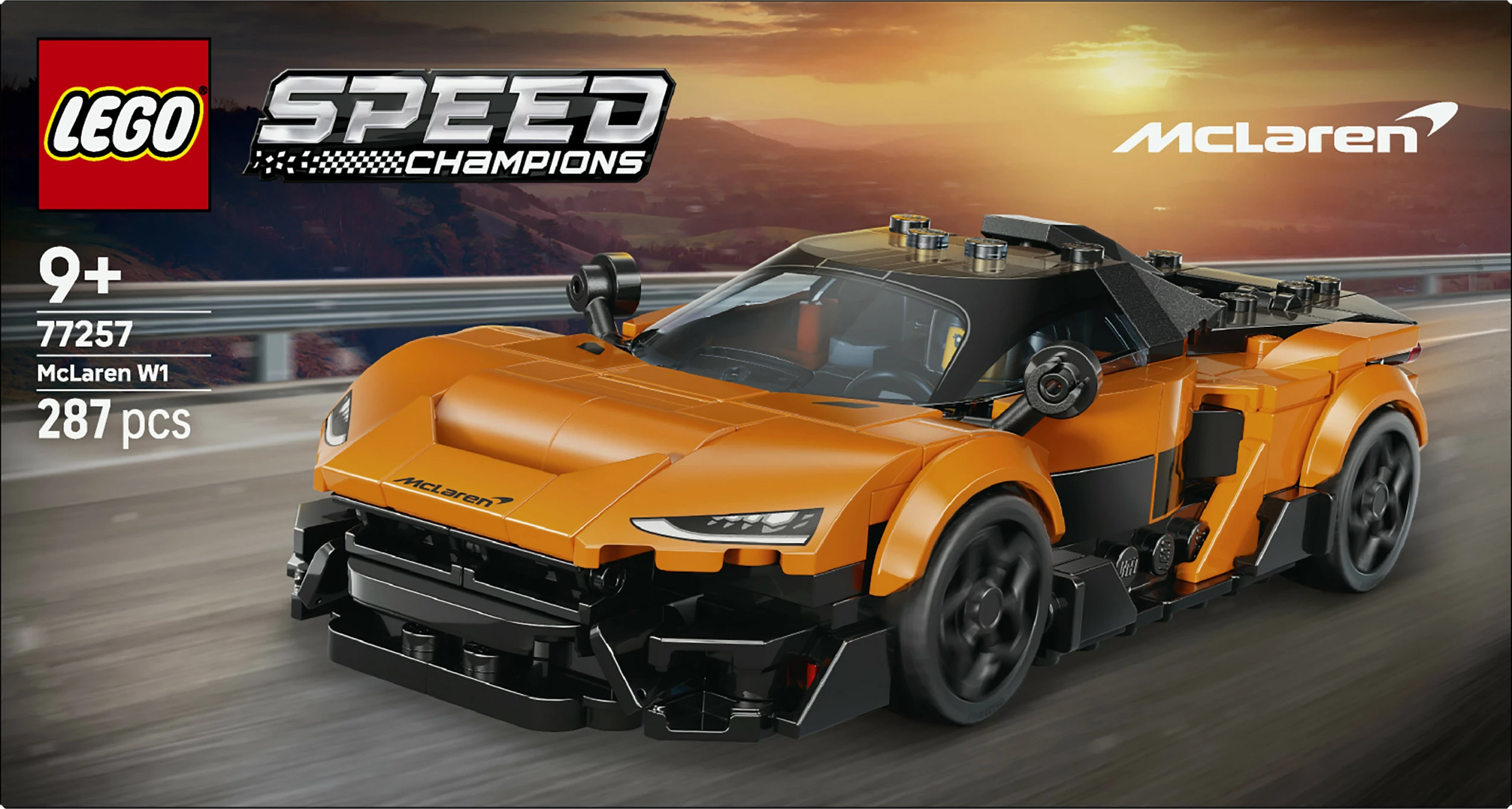 Set ndërtimi LEGO Speed Champions McLaren W1 77257, 287 copë, 9+, portokalli/zi