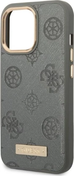 Mbështjellës Guess Peony Logo Plate për iPhone 13/13 Pro 6.1", MagSafe, Gri