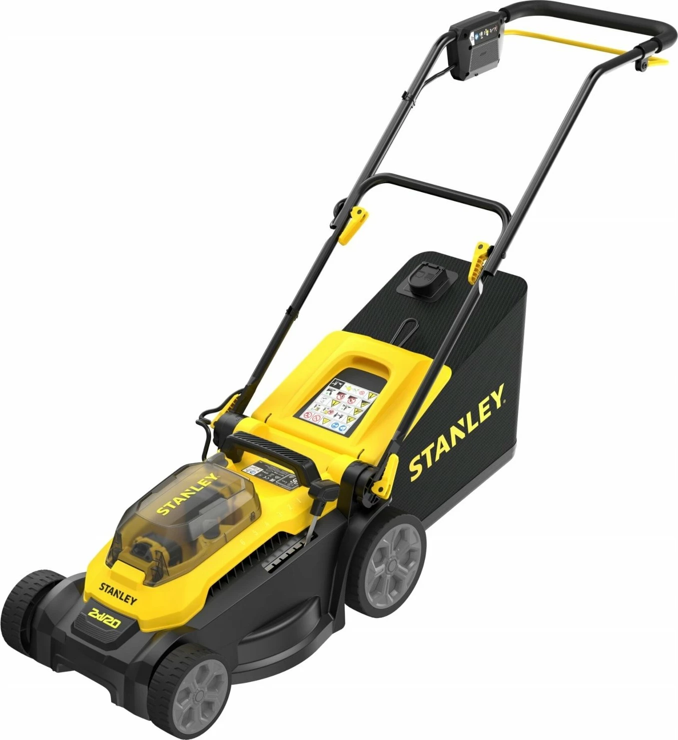 Kositëse bari me bateri Stanley SCMWP3701M2 37 cm 36V (2x18V) 2x4Ah, verdhë/zezë, set me 2 bateri + 2 karikues