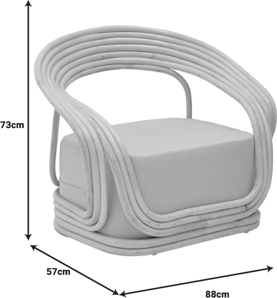 Karrige për pushim Radictive rattan ngjyrë natyrale me jastëk bezhë 88x57x73cm