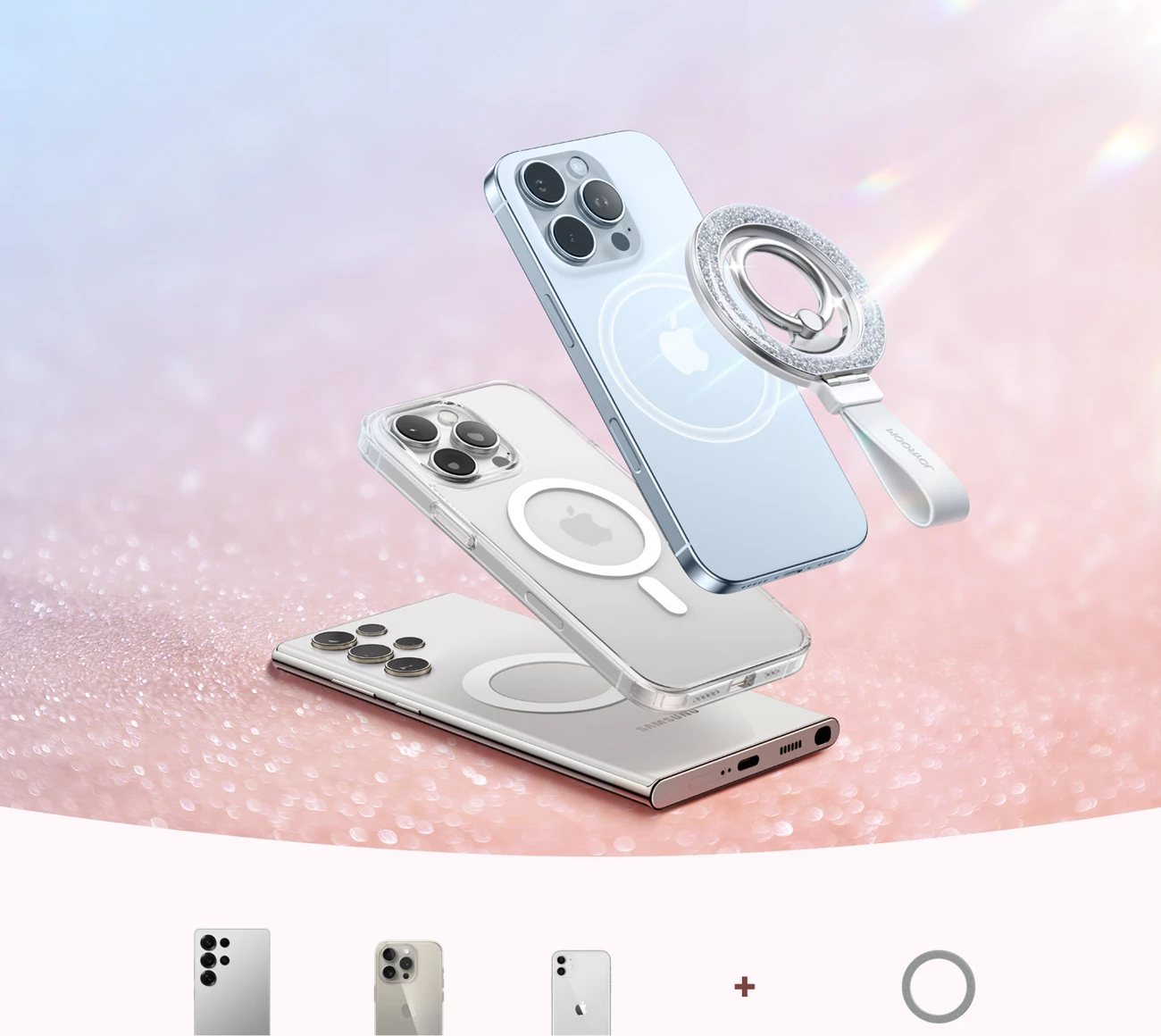 Mbështjellës magnetik Joyroom JR-ZS425 me unazë, i bardhë