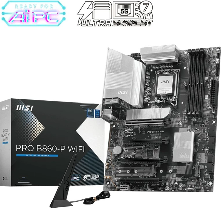 Pllakë amë MSI PRO B860-P WIFI, ATX, LGA1851, DDR5, Thunderbolt 4, Wi-Fi 7, E zezë