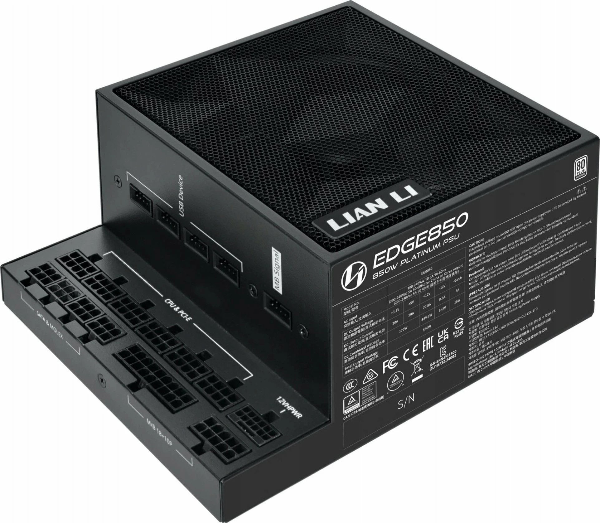 Furnizues rryme Lian Li EDGE EG850 850W, 80 Plus Platinum, ATX 3.1, full modular, i zi