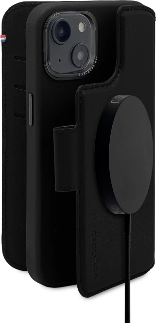 Mbështjellës Decoded Detachable Wallet për iPhone 14 Plus, lëkurë, MagSafe, i zi