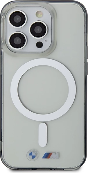 Mbështjellës BMW Silver Ring MagSafe për iPhone 15 Pro, transparent
