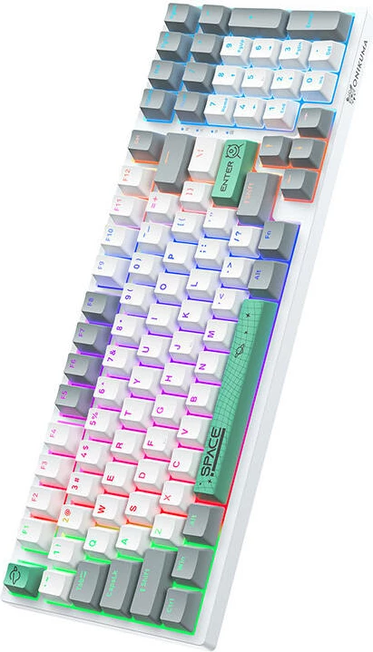 Tastierë mekanike ONIKUMA G38, 98 taste, me kabllo, e bardhë, me ndriçim RGB