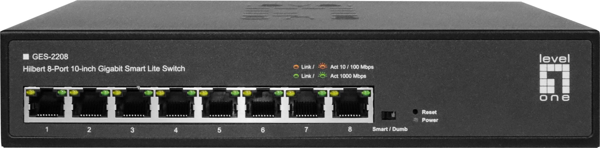 Switch LevelOne Hilbert 10” 8-Port Gigabit Smart Lite, Managed, Rack mounting