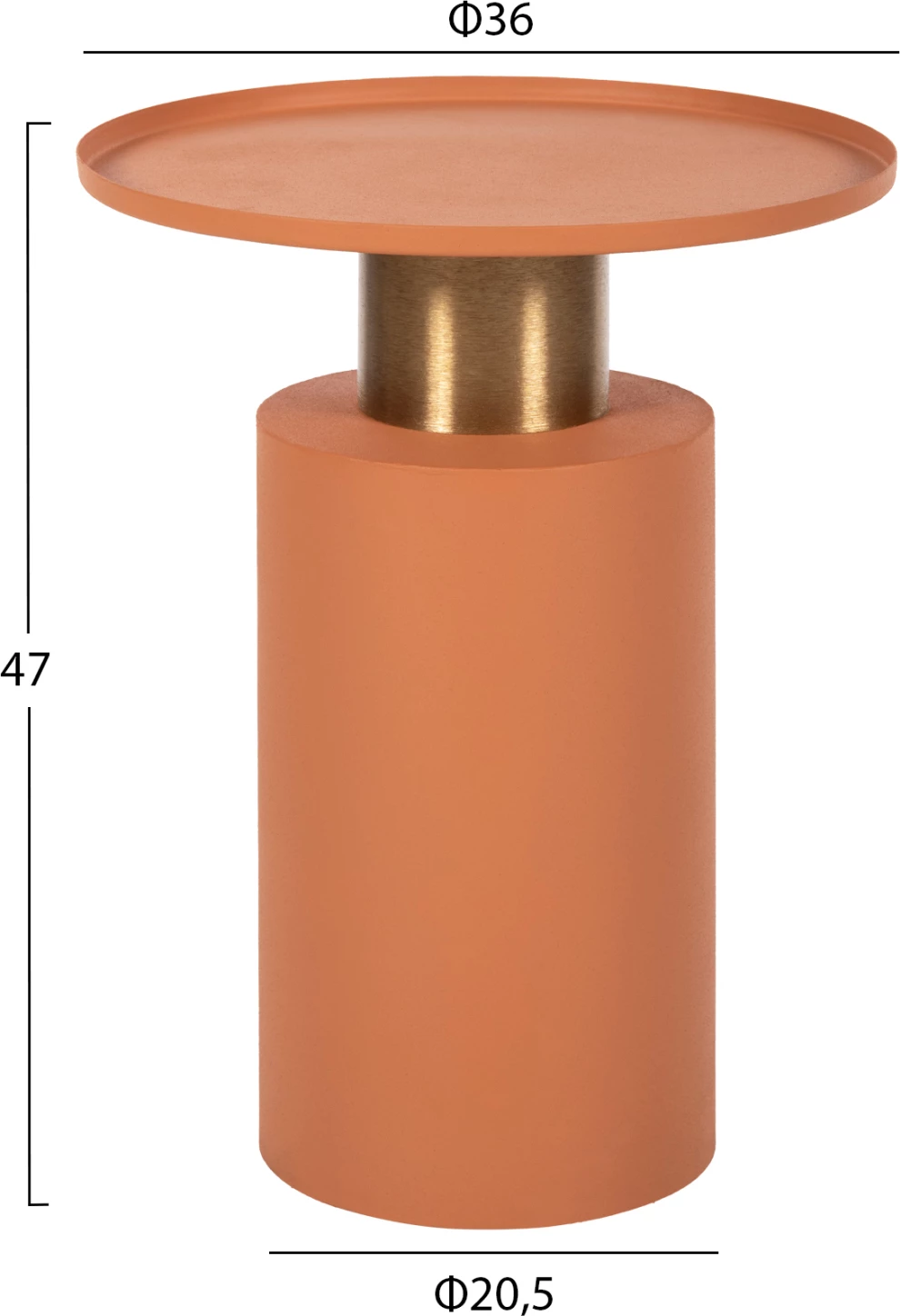 Tavolinë anësore PUNJAB FH4239.08 metalike, ngjyrë portokalli-ari/bronz Φ36x47H cm