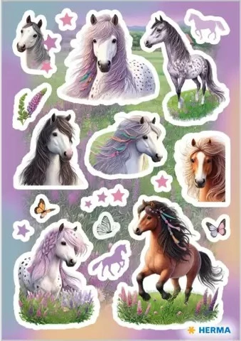 Sticker HERMA Horse World, letër, shumëngjyrëshe, model kafshësh, 18 copë
