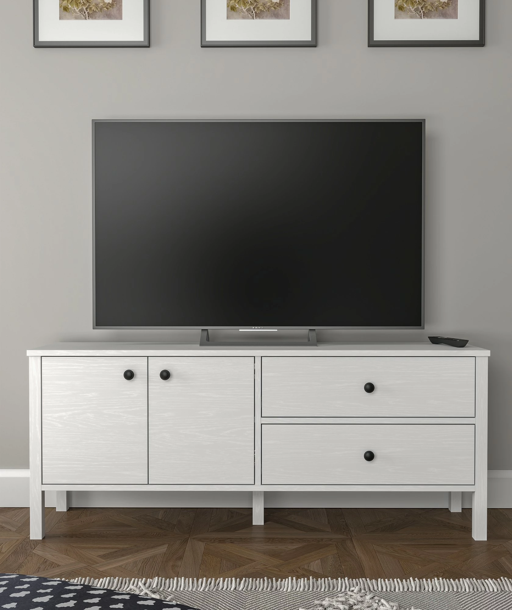Komodë TV Hanah Home, FRN-20001, ngjyrë druri dhe e bardhë