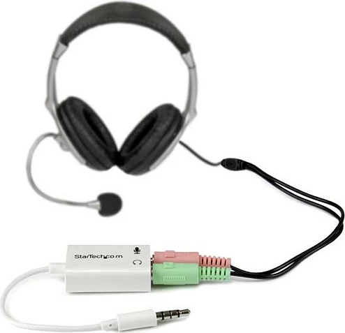 Adapter audio StarTech MUYHSMFFADW, 3.5mm TRRS në 2x 3.5mm (kufje + mikrofon), 15cm, i bardhë