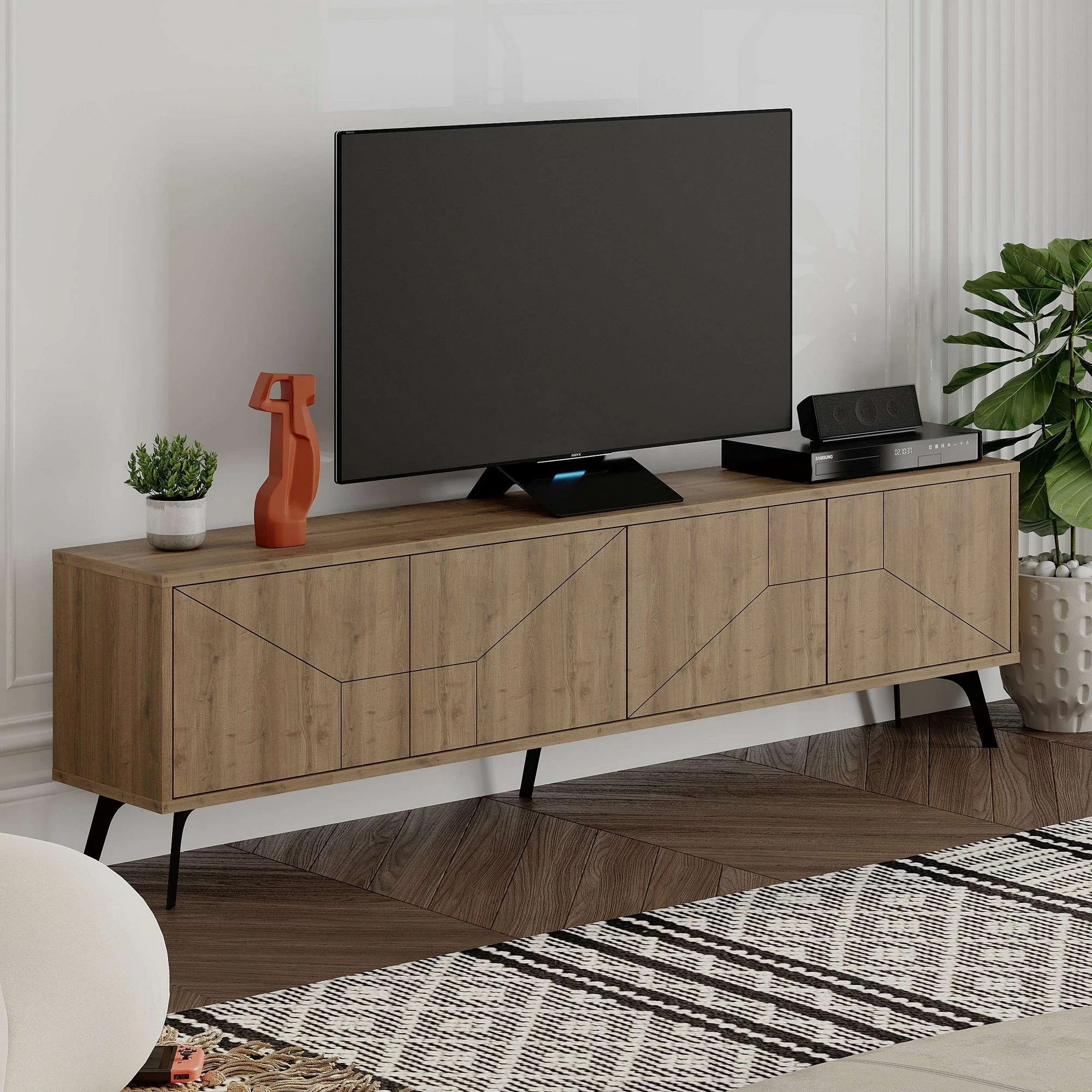 Komodë TV Skye Decor, ngjyrë Hitit, Dune