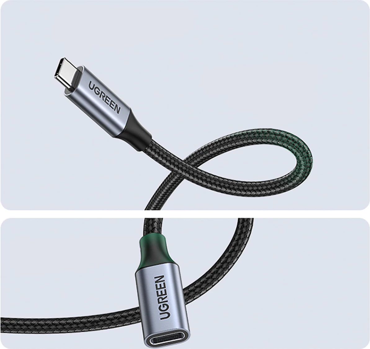 Kabllo USB-C në USB-C Ugreen US372 30205, 1m, 100W, 10Gbps, Gri