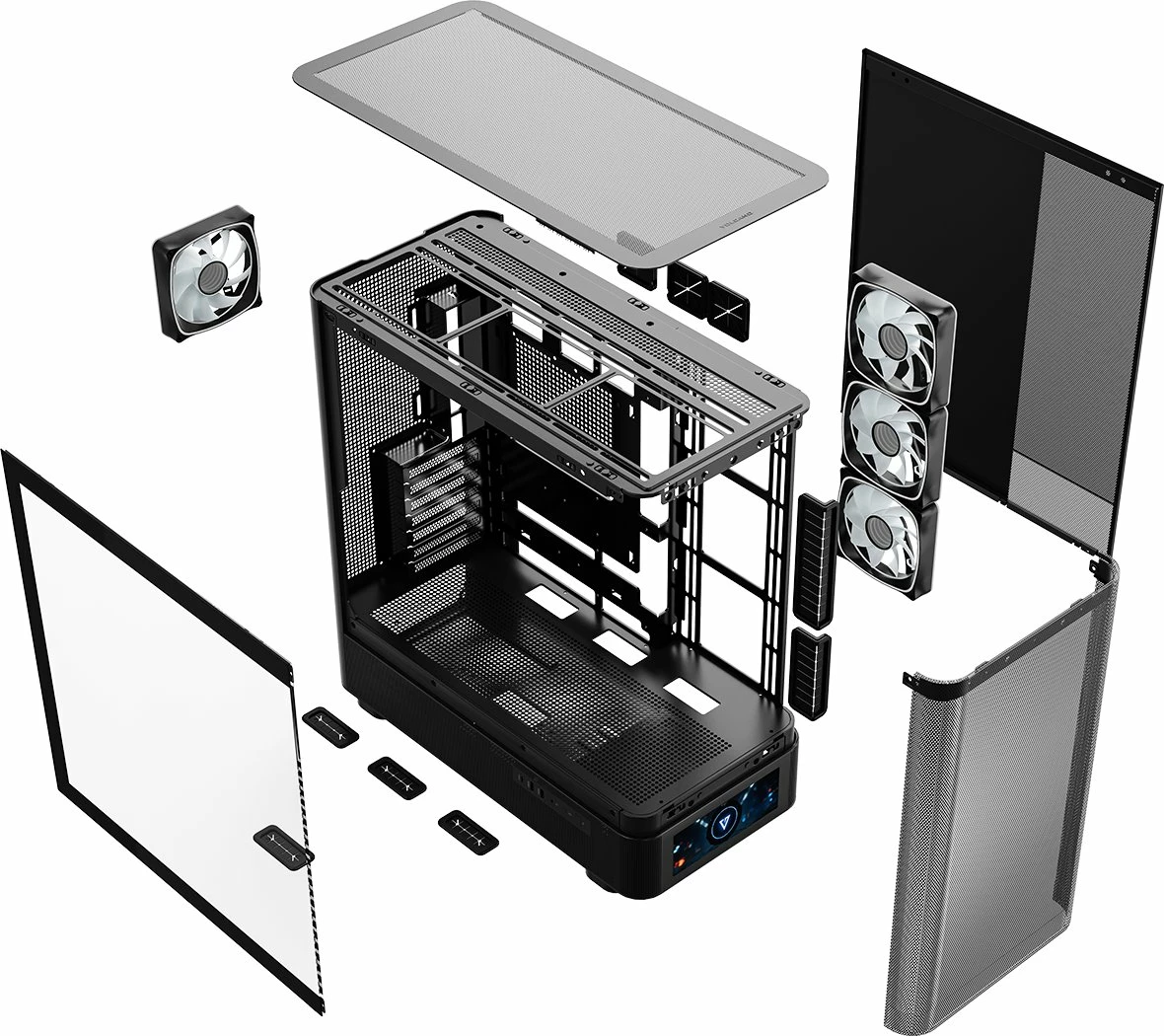 Kasë Modecom Volcano AQ500 ARGB Midi Tower (MC-A-AQ500-4FA-B), 4x120mm ARGB, USB-C, e zezë
