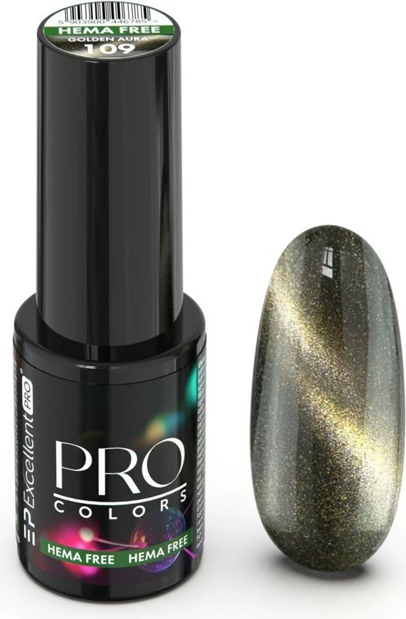 Llak për thonj për femra Excellent PRO Pro Colors Hema Free CatEye 109 Golden Aura, 7g