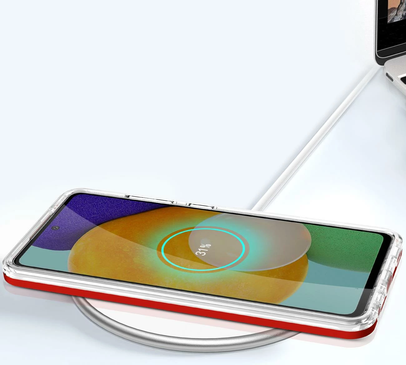 Mbështjellës Hurtel Hybrid Armor Clear 3in1 për Samsung Galaxy A73, Transparent/Kuq