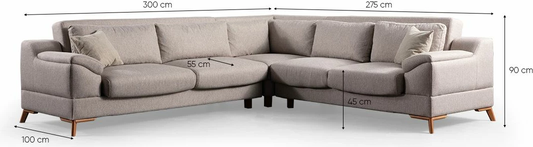 Kënd-sofë krevati Atelier del Sofa, kënd Aqua (L3 + C + 2R), bezhë