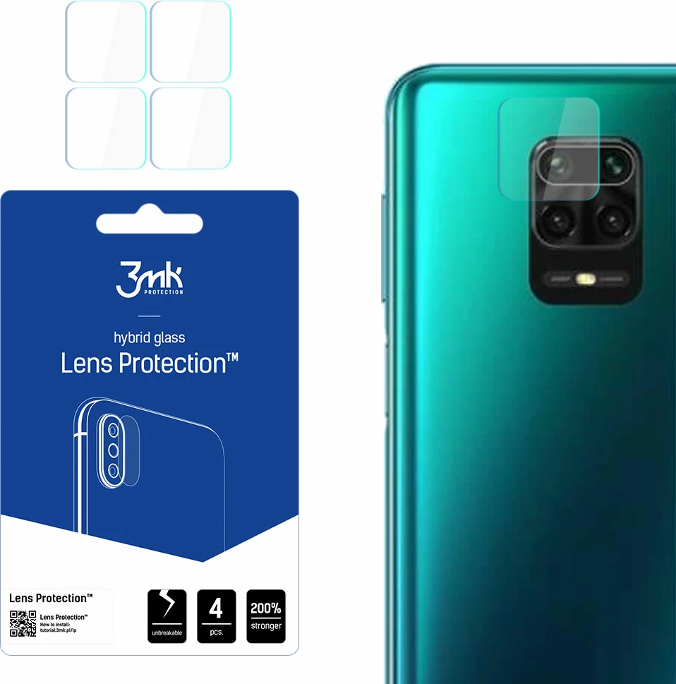 Xham mbrojtës kamerës 3mk Protection për Xiaomi Redmi Note 9 Pro Max, set 4 copë
