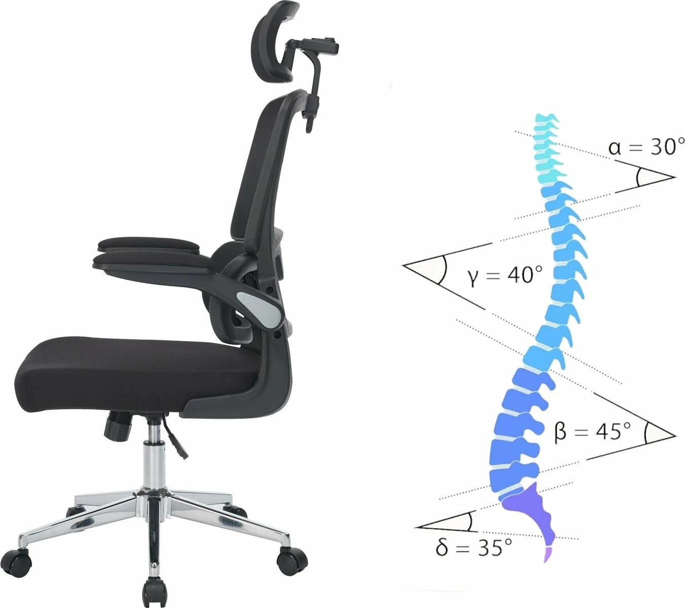 Karrige zyre ergonomike Mozos ERGO-K, me rrota, me mbështetëse koke, 150 kg, e zezë