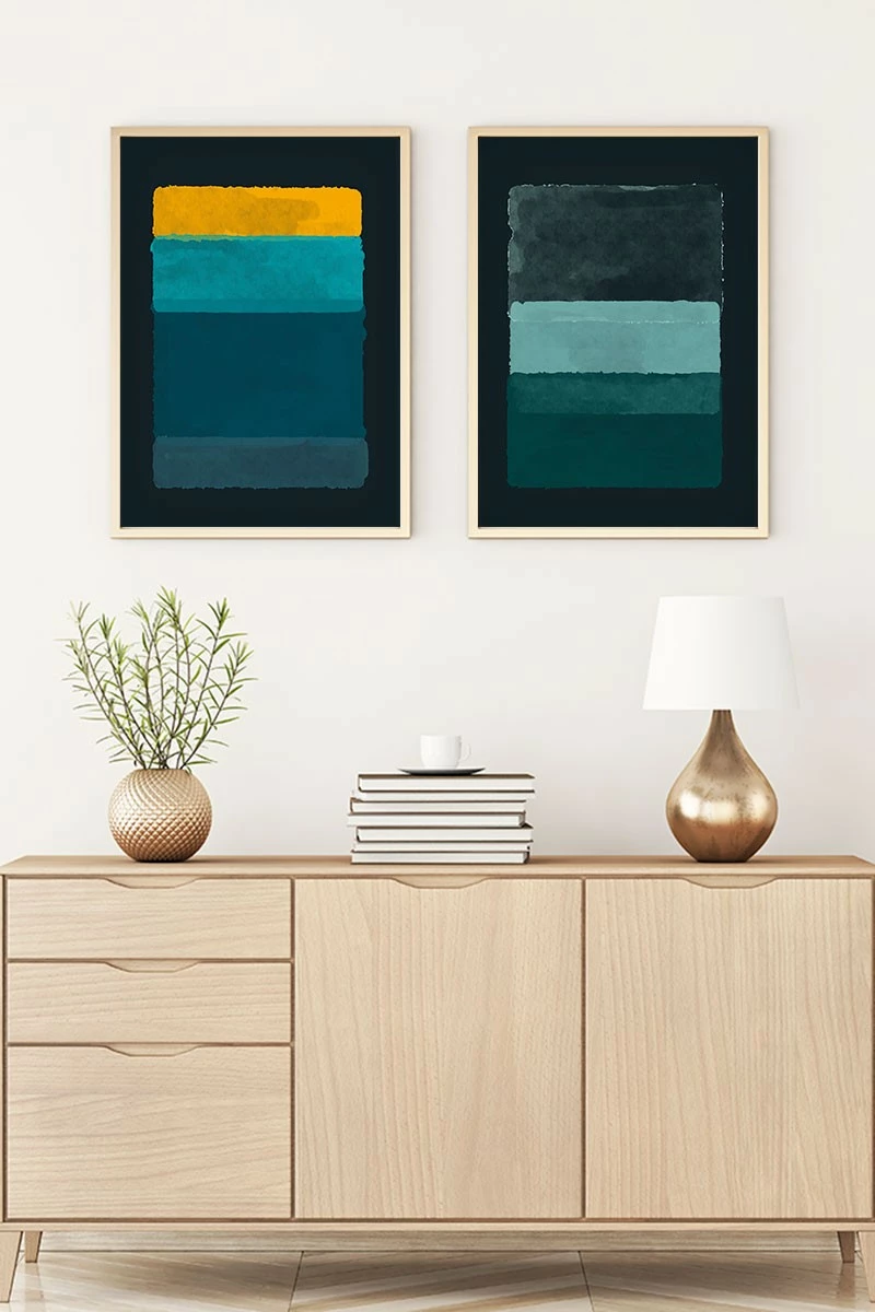 Pikturë dekorative me kornizë, MDF, 2 copë, shumëngjyrëshe, Wallity, Huhu91, 35x50cm