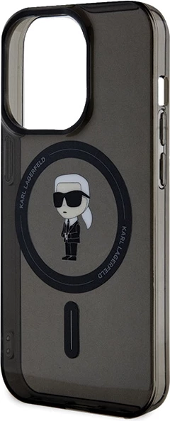 Mbështjellës Karl Lagerfeld IML Ikonik MagSafe për iPhone 14 Pro Max, i zi