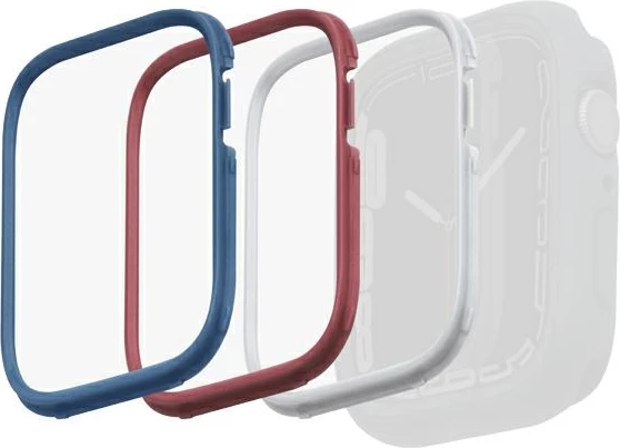 Kornizë mbrojtëse UNIQ Moduo 3-in-1 për Apple Watch 4/5/6/7/8/SE/SE2 44/45mm, Blu, Kuqe, Bardhë, set prej 3 copë