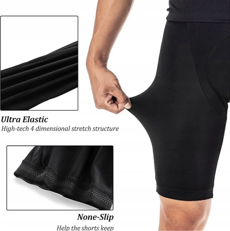 Pantallona të shkurtra çiklizmi me rripa Rockbros RK2002XL, me jastëk, XL, e zezë