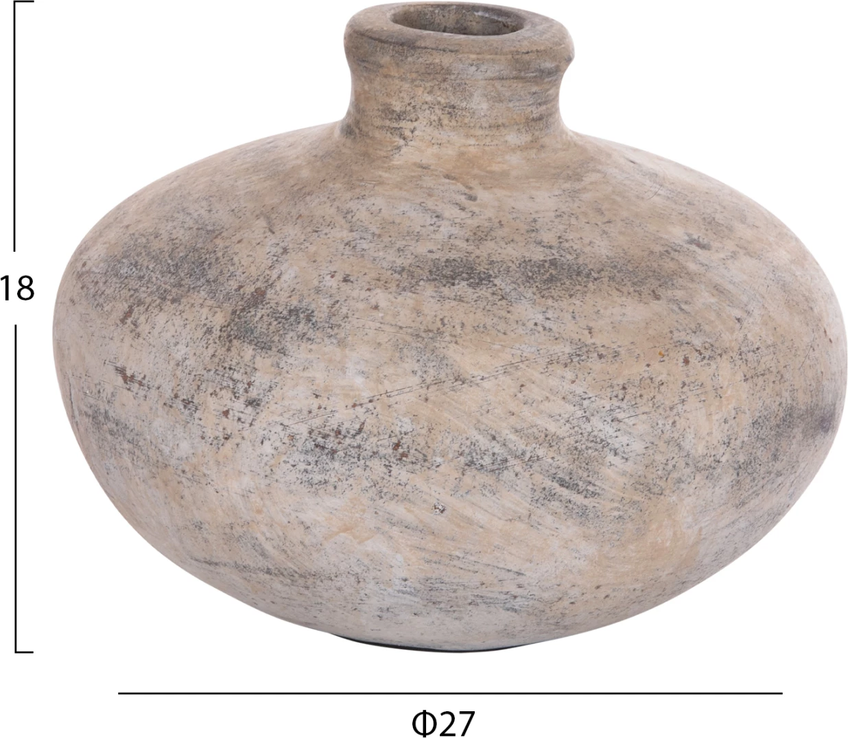 Vazo dekorative tavoline VERMO, terrakotë, ngjyrë ecru, Φ27x18cm