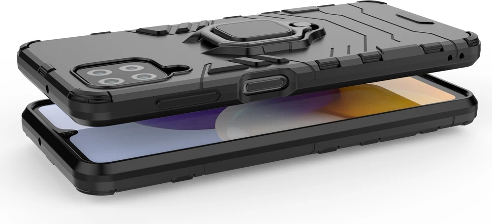 Mbështjellës Hurtel Ring Armor për Samsung Galaxy A22, me mbajtëse gishti dhe këmbë, kaltër