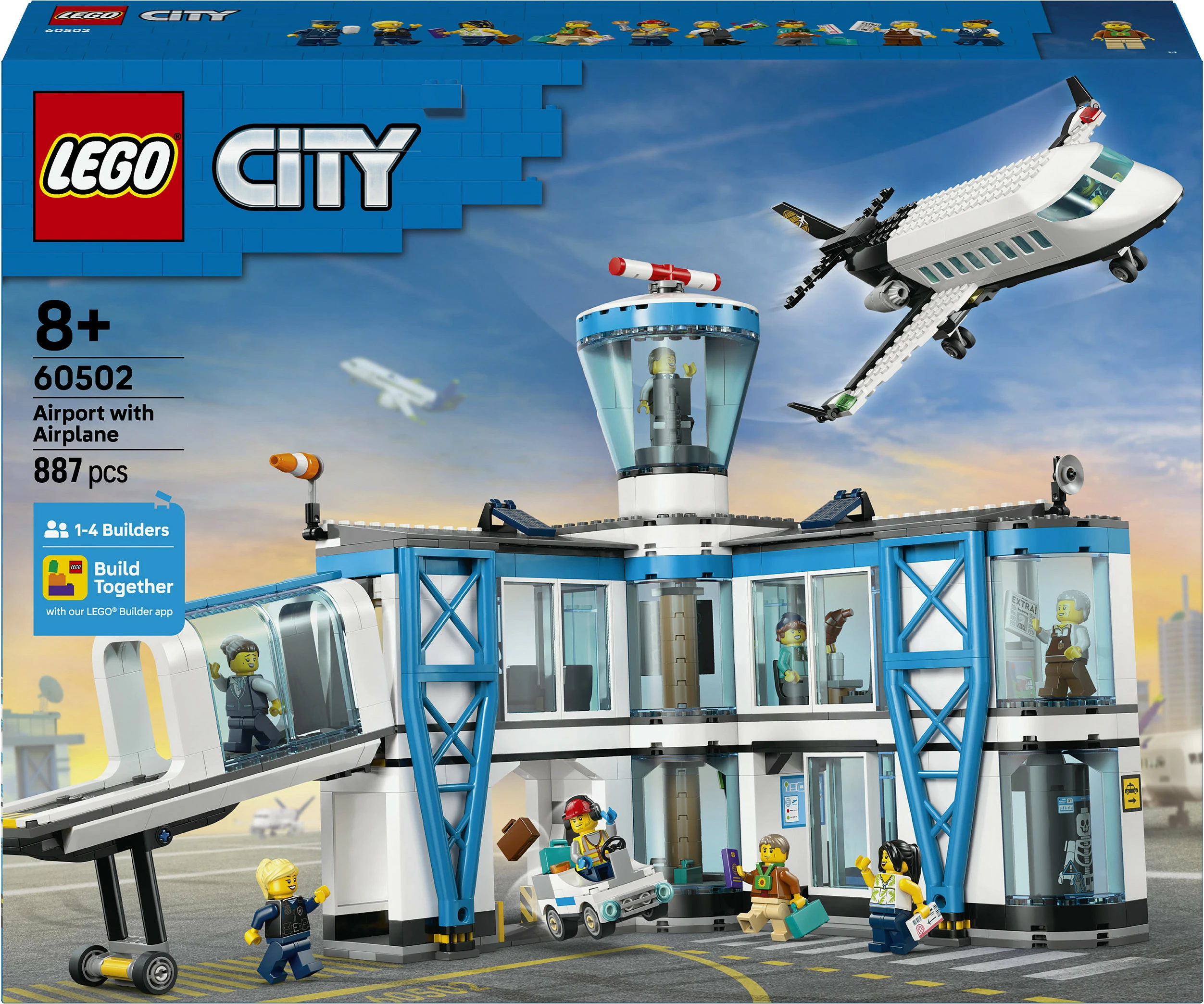 Set ndërtimi LEGO City 60502 Aeroport me Aeroplan, 887 pjesë, shumëngjyrësh